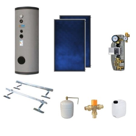 BSKS302CS1E Kit completo con circulación forzada 2 colectores PBS250 Elios + 1 caldera de 300lt.  con bobina fija + 1 módulo CS1 + ELY + accesorios