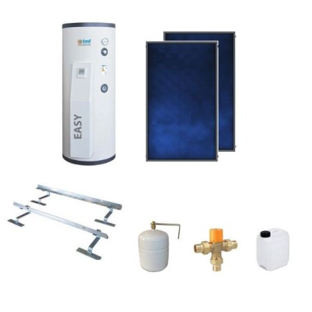 BSKD302EASY Kit complet à circulation forcée 2 collecteurs PBS250 Elios + 1 chaudière 300lt.  avec un module solaire intégré à bobine fixe + accessoires