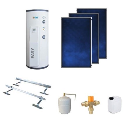 BSKD303EASY Kit complet à circulation forcée 3 collecteurs PBS250 Elios + 1 chaudière 300lt.  avec un module solaire intégré à bobine fixe + accessoires