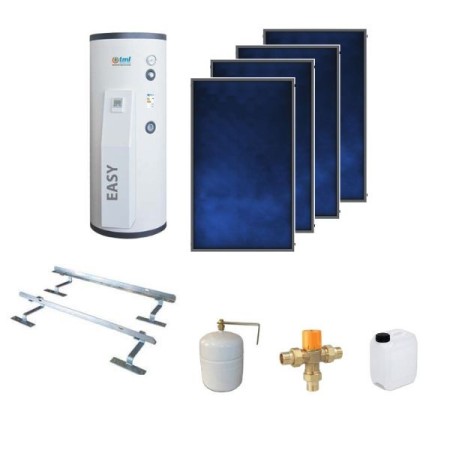 BSKD504EASY Kit complet à circulation forcée 4 collecteurs PBS250 Elios + 1 chaudière 500lt.  avec un module solaire intégré à bobine fixe + accessoires