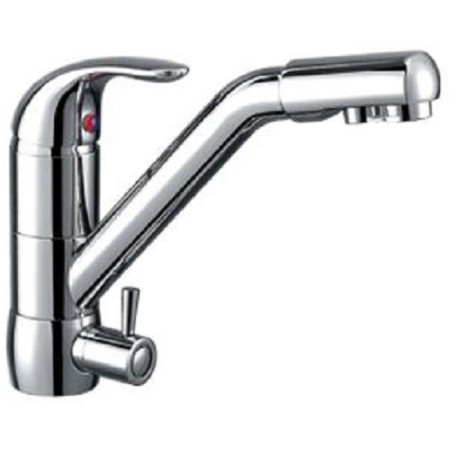 Sink mixer with 3-way connection and 2 chrome outlets