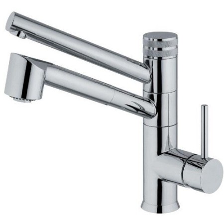 3-Way Sink Mixer with Pull-Out Shower with Two Jets, Separate Chrome Water Outlet
