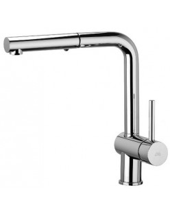 High spout sink mixer with pull-out shower 2 jets in...
