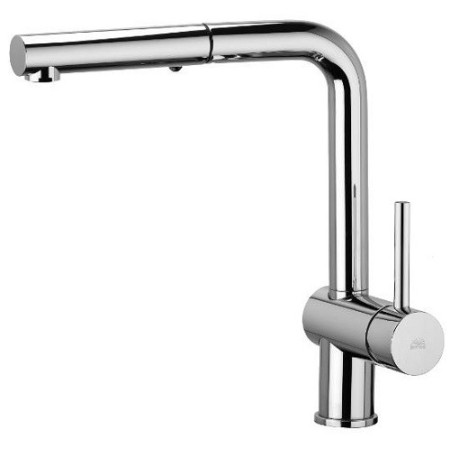 High spout sink mixer with pull-out shower 2 jets in chrome metal