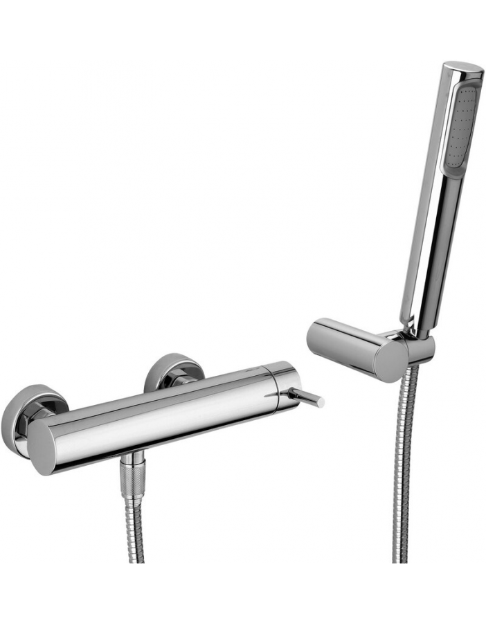 External shower mixer with articulated wall...