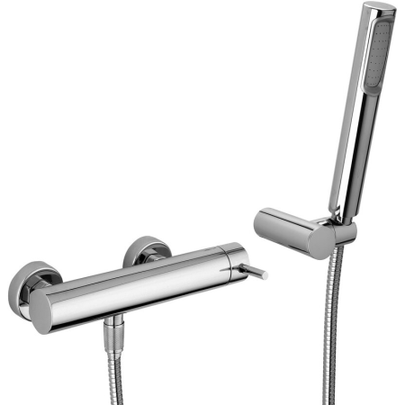 External shower mixer with articulated wall support in ABS with shower and flexible hose Stick chrome series