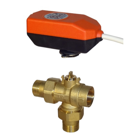 Schnelles Ventil 3-Wege-Seitenweiche d. 3/4" Typ All/Nothing Buchsenanschlüsse/Verschraubung mit Motor 2 Drähte 1 Hilfskontakt AP 12" 230VAC