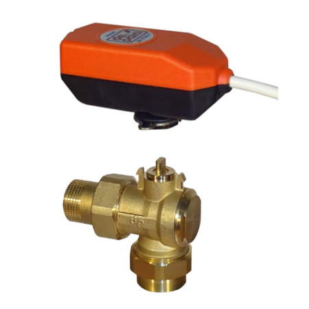 Vanne à angle rapide d. 1/2 » type tout/rien Connexions femelles/Union avec moteur 2 fils 1 contact auxiliaire AP 12 » 230VAC