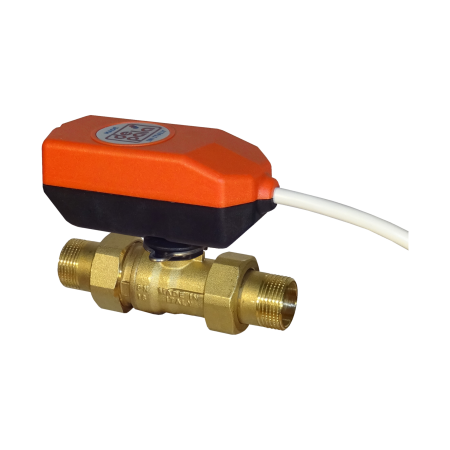 Fast ball valve 2 ways d. 1" type all/nothing connections union w/motor 2 wires 1 auxiliary contact ap 12" 230vac