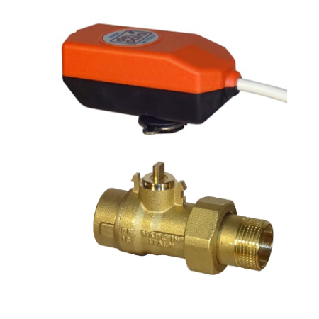 De Pala Fast valvola sfera 2 vie d. 3/4" tipo tutto/niente attacchi femmina/bocchettone c/motore 3 fili 1 contatto ausiliario ap 12" 230vac