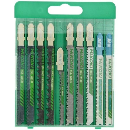 Kit Hikoki de 10 hojas de sierra de calar bimetálicas para madera/metal