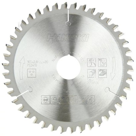 Cuchilla Hikoki x alu d.165 42d espesor 2.8