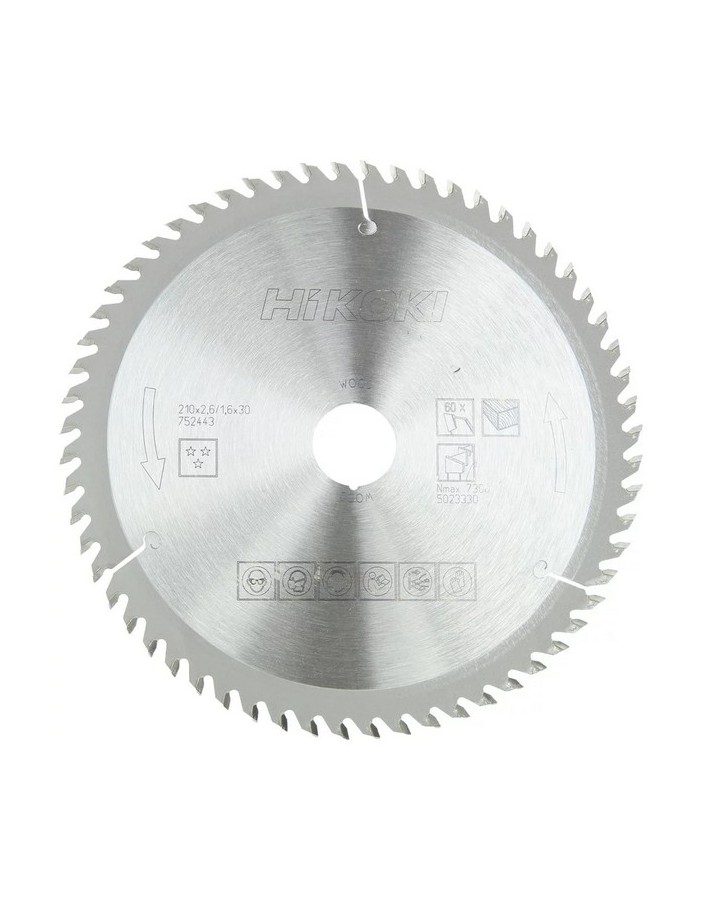 Cuchilla Hikoki x madera d.210 60d espesor 2.6