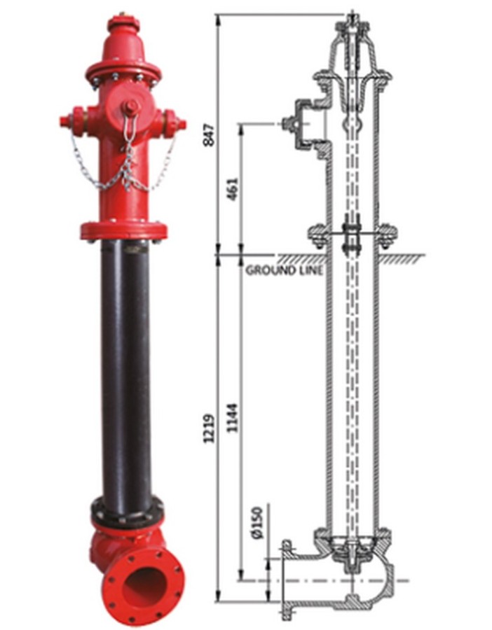 Bocciolone 066/fm idrante soprasuolo "c" dn150 p.1060mm