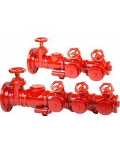 Bocciolone 205/B Horizontal delivery pump connection unit + 3 hydrants DN100