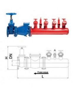 Bocciolone 205/c Horizontale Förderpumpe Anschlusseinheit + 2 Hydranten DN125