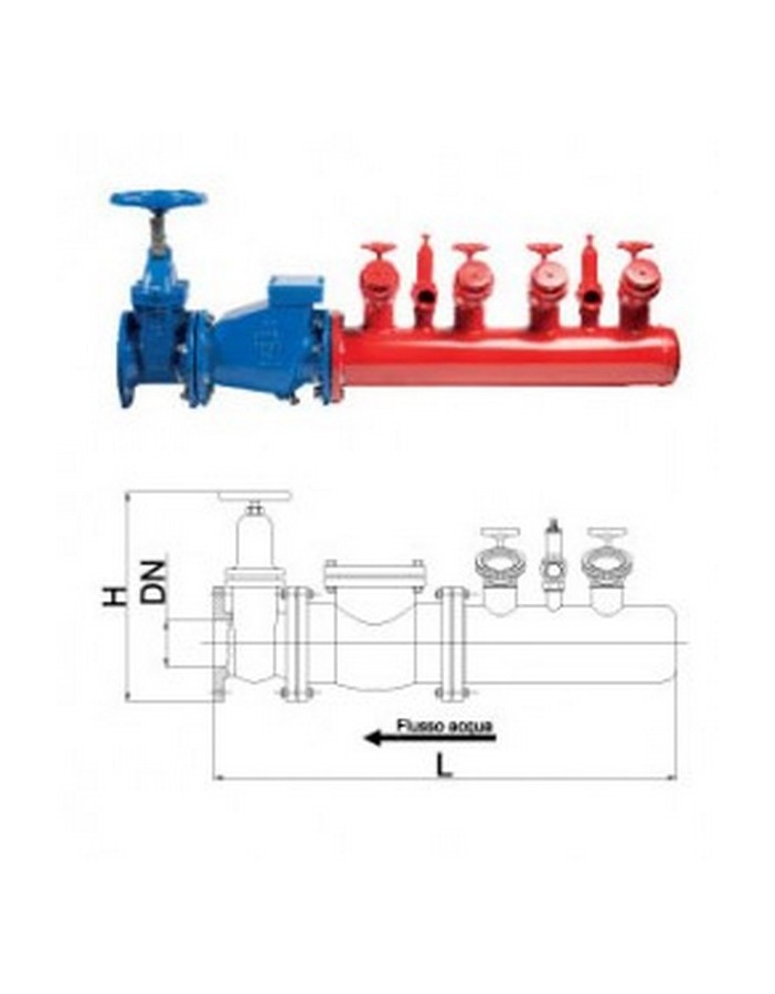 Bocciolone 205/c horizontale Förderpumpe Anschlusseinheit + 2 Hydranten DN150