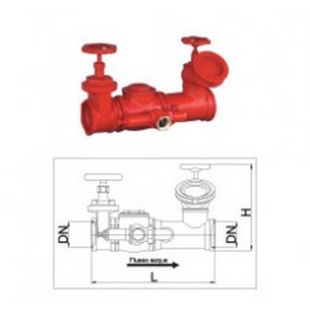 Bocciolone 40/a horizontal line fire truck connection unit + 1 hydrant d. 2.1/2"