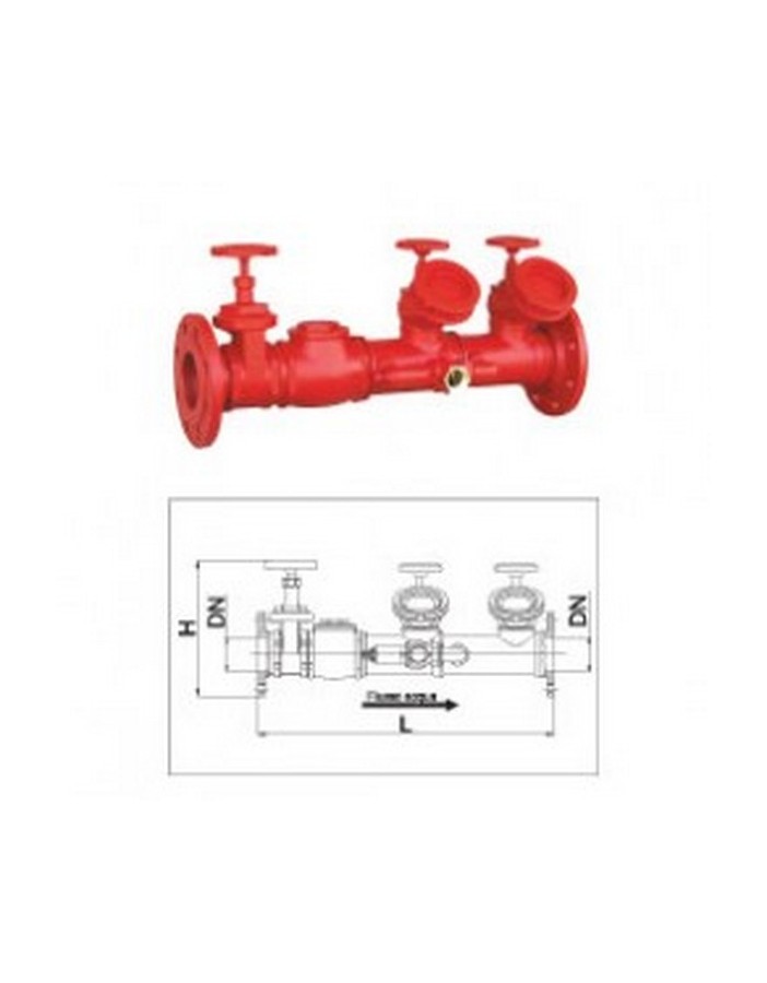 Bocciolone 40/b horizontal line fire truck connection unit + 1 hydrant DN100
