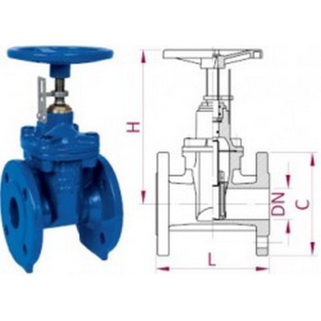 Bocciolone 408 gate valve flat body + opening indicator DN200