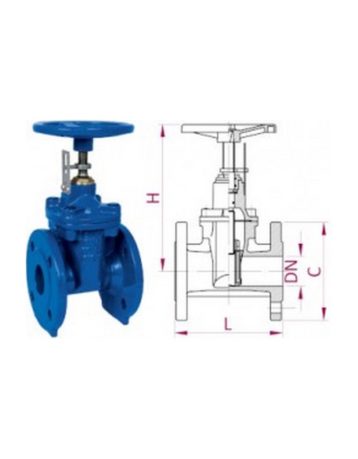 Bocciolone 408 gate valve flat body + opening indicator DN50