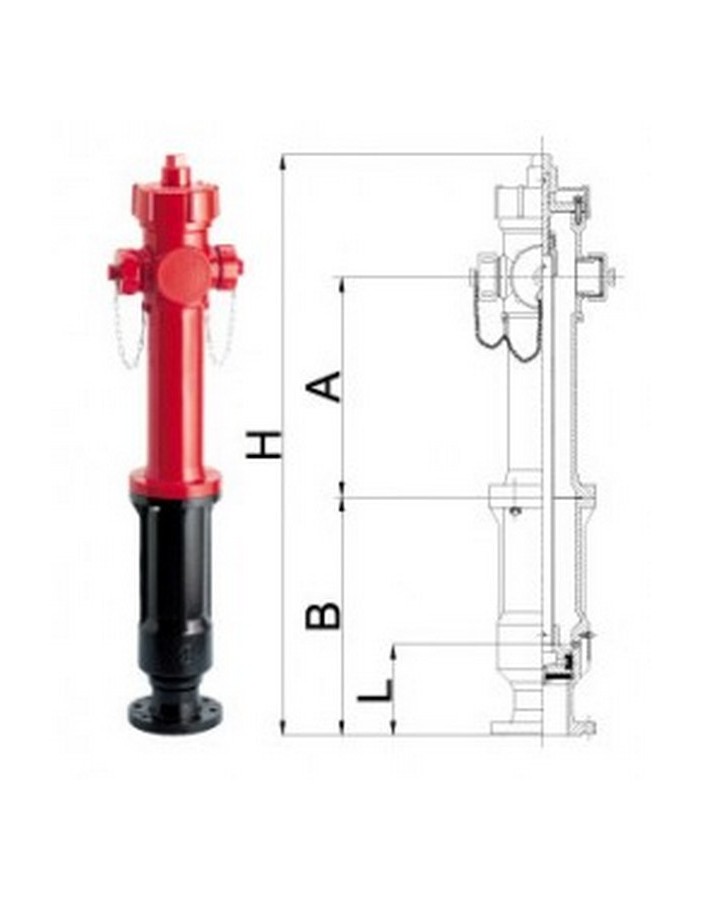 Bocciolone 66/A Above-ground Hydrant"A" DN50 2xdn45+Fire Engine DN70 P.700