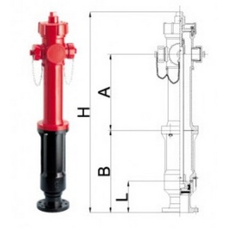 Bocciolone 66/A Aboveground Hydrant "C" DN50 2xdn45+Fire Engine DN70 P.1000