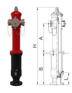 Bocciolone 66/b Bouche d’incendie hors-sol « A » DN80 2XDN70+DN100 P.500 CAMION DE POMPIERS