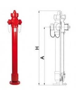 Bocciolone 66/m aboveground hydrant dn80 2 outlets dn70