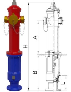 Bocciolone 66/p Aufflurhydrant "C" DN100 2XDN70+Feuerwehrfahrzeug DN100 P.500