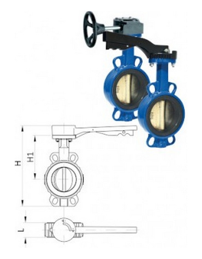 Bocciolone 750/w butterfly valve wafer pn16 dn80 cast iron