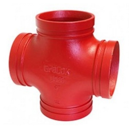 Bocciolone gr8lok 942 grooved cross fitting d. 4" painted red