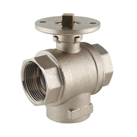 Cuerpo de válvula de bola de 3 vías d. Tipo desviador coplanar de 1/2" con conexión de 3 orificios ISO 5211 F03 Q09 - hembra