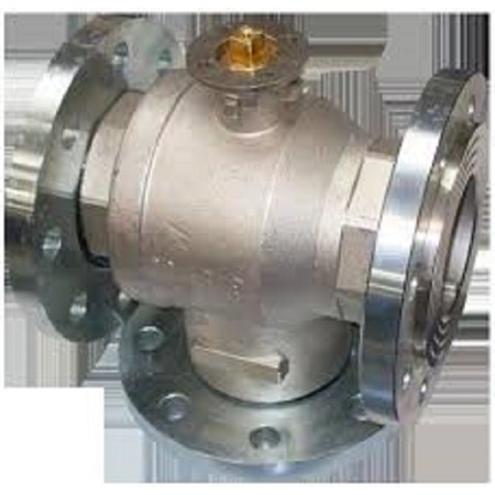Ball valve body 3 ways DN 80 type 3-hole coplanar diverter connection ISO 5211 F05 Q14 flanged