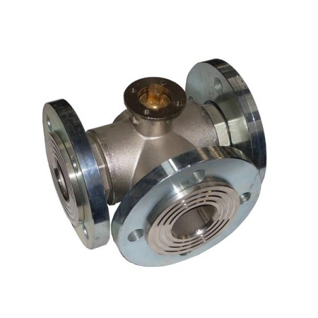Ball valve body 3-way DN 40 type 3-hole front diverter connection ISO 5211 F05 Q11 Flanged