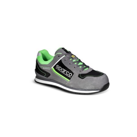 SPARCO GYMKHANA CHESTER S3 ESD SCHUH DUNKELGRAU/FLUORESZIEREND GRÜN EU38