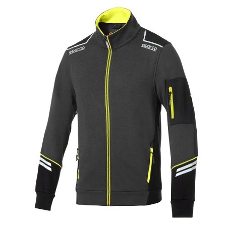 SPARCO FULL ZIP TECH ALABAMA GRIS FONCÉ/JAUNE FLUO TAILLE. XL
