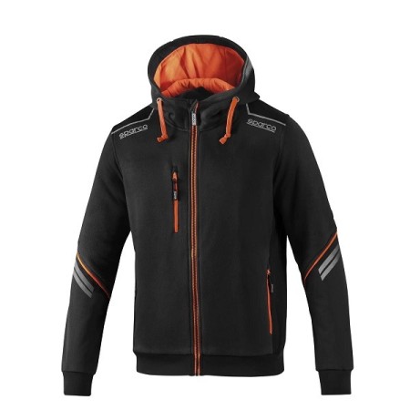 SPARCO HOODED FULL ZIP COLORADO NERO/ARANCIO FLUORESCENTE TG.S