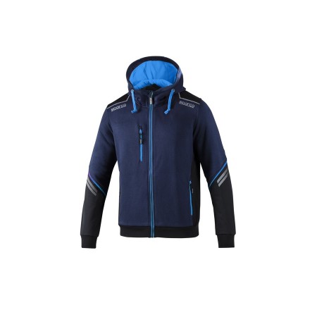 SPARCO HOODED FULL ZIP COLORADO NAVY BLUE/LIGHT BLUE SIZE. M