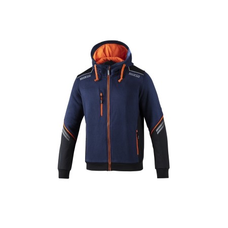 SPARCO HOODED FULL ZIP COLORADO NAVY BLUE/FLUORESCENT ORANGE SIZE. L