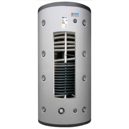 Tml MX2W00800F Maxiwarm réservoir de stockage combiné lt. 800 en acier inoxydable AISI 316L avec deux bobines fixes avec isolati