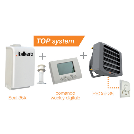 Italkero TOP system: Seal 35k + PROair 35 + comando weekly digitale + kit scarico fumi