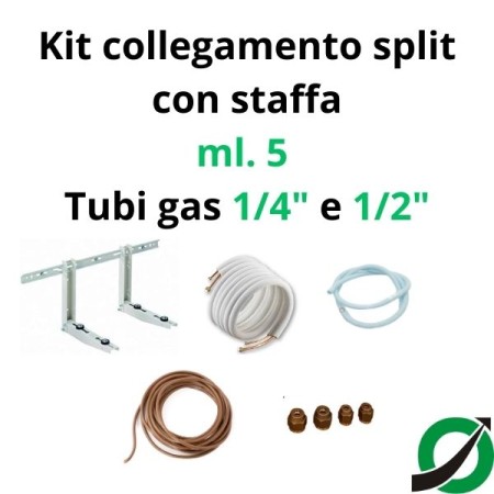 Kit de instalación de aire acondicionado individual - 10 m de cobre 1/4'' + 1/2'' con soporte de pared