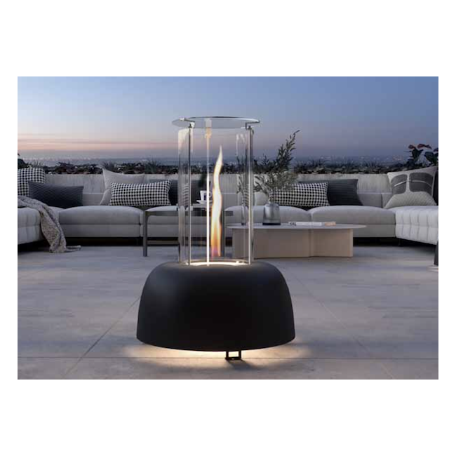 Italkero TORCIA 90 Brasero gaufré Gris Ciment Couvercle Méthane Gaz 2,95 kw