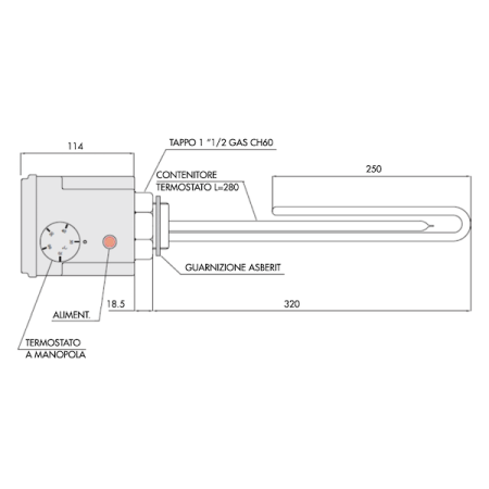 Argo 3kw electric heater for ACS tank for Genera/iSeries/iM heat pump