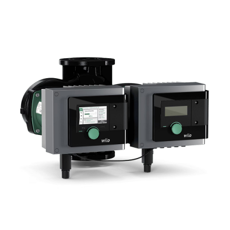 Wilo STRATOS MAXO-D 32/0.5-12 Smart Premium twin wet rotor circulation pump with EC motor and automatic performance control. DN32 flanged connections, 220 mm spacing.