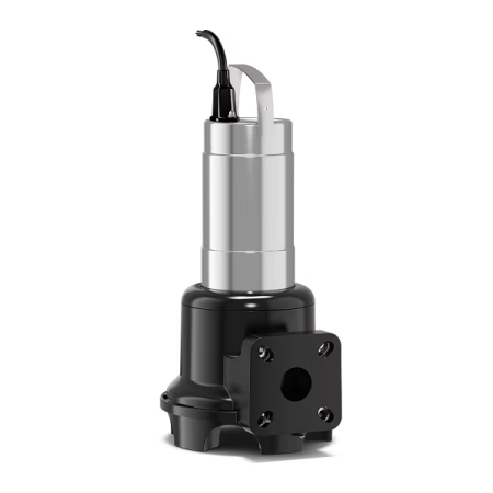 Bomba sumergible Wilo REXA UNI-V05A/T004-540/O para aguas residuales. Cuerpo de bomba de composite, cuerpo de motor de acero AISI 304. Impulsor Vortex. Paso esférico libre de 44 mm. Alimentación 3~400 V/50 Hz. Brida DN 50. Cable de alimentación de 10 m.