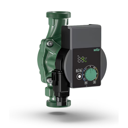Wilo YONOS PICO 25/1-4-130 High-efficiency wet rotor single circulator. Single-phase power supply. Threaded ports G 1'' 1/2. Temp. -10 °C +95 °C. Protection class IP X4D. Nominal pressure PN 10. Center distance 130 mm.