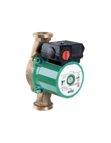 Wilo Star-Z 20/1(15-130) Pompa singola a rotore bagnato per ricircolo sanitario. Alim. monofase. Bocche filettate G 1''. Fino a 18. dH durezza, Temp. 0 °C +65 °C brevi periodi a 70 °C. Grado protezione IP 44. Pressione nom. PN10. Interasse 130 mm