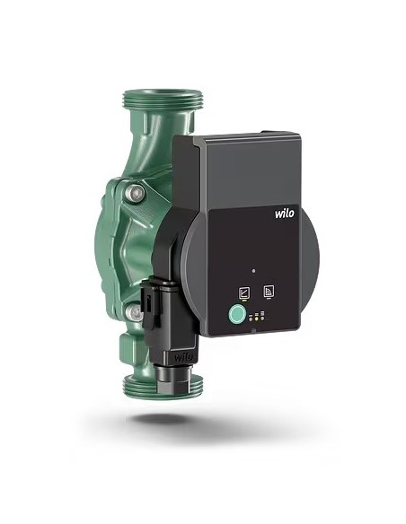 Wilo Atmos PICO 25/1-4 Circulateur à rotor humide simple à haut rendement. Alimentation monophasée. Raccords filetés G 1'' 1/2. Temp. -10 °C +95 °C. Indice de protection IP X2D. Pression nominale PN 10. Entraxe 180 mm.